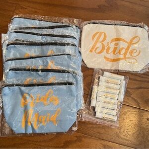 Bridesmaid and Bride Cosmetic Bags Set with Bridesmaid chapstick